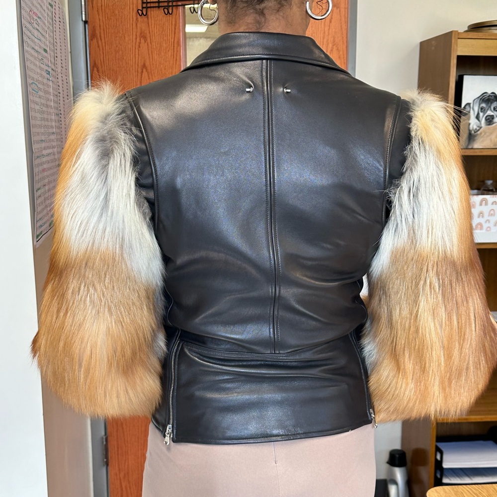 By the Namesake leather jacket with fox fur sleeves - Picture 16 of 17